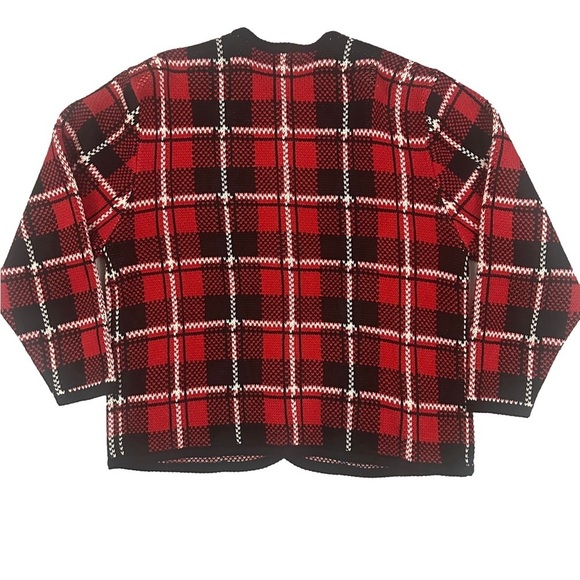 VTG Red Black Scotch Plaid Sweater Preppy Academia Old Money Quiet Luxury Preppy - Picture 2 of 4